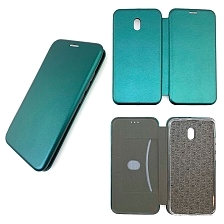 Чехол книжка для XIAOMI Redmi 8A, экокожа, визитница, цвет темно зеленый.