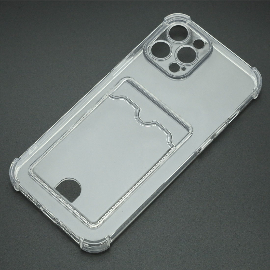 Чехол накладка CARD CASE для APPLE iPhone 12 Pro Max, силикон, отдел для карт, защита камеры, цвет прозрачный
