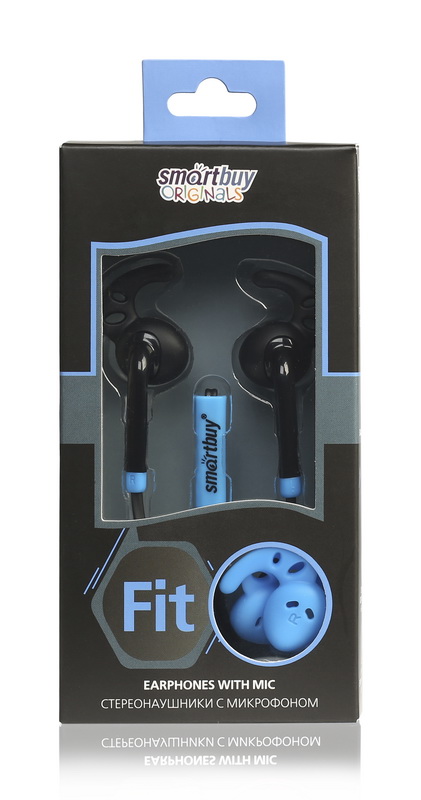 Гарнитура (наушники с микрофоном) проводная, SMARTBUY SBH-430 FIT, черный/синий (1/150).