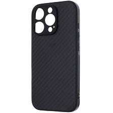 Чехол накладка для APPLE iPhone 16 Pro, защита камеры, силикон, карбон, цвет черный