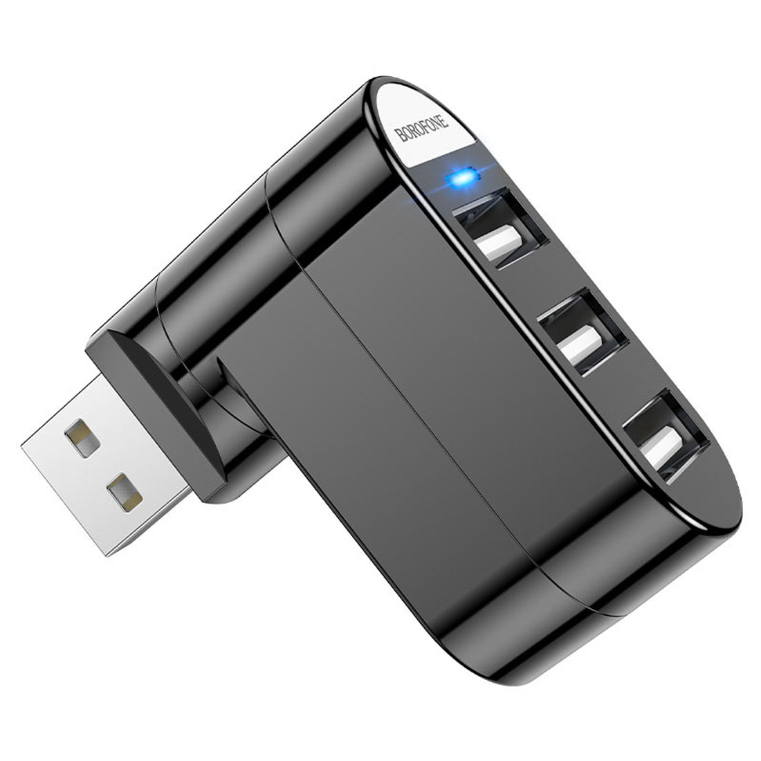Переходник, хаб концентратор BOROFONE DH3 с USB на 3 USB, цвет черный