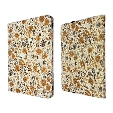 Чехол книжка универсальная для планшета диагональ 10.1, экокожа, рисунок коричневые цветочки.
