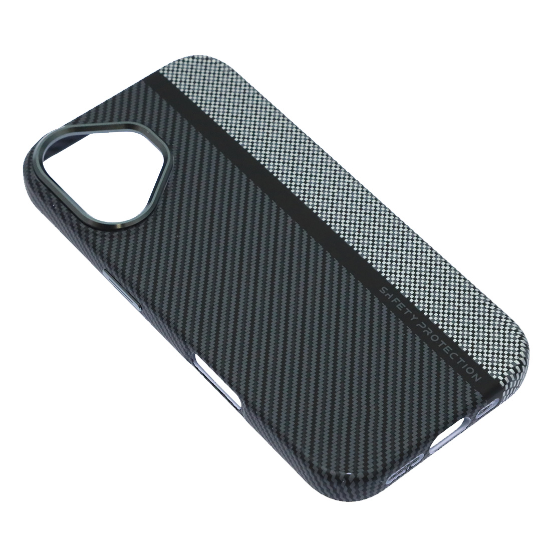 Чехол накладка Cabbeen с поддержкой MagSafe для APPLE iPhone 16, рисунок, карбон, цвет темно серый