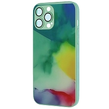 Чехол накладка AG Glass case для APPLE iPhone 13 Pro Max (6.7"), силикон, стекло, защита камеры, цвет светло зеленый