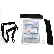 Чехол водонепроницаемый прозрачный, с нашейной лентой и ремешком на руку, цвет черный