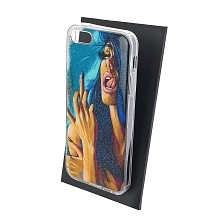 Чехол накладка для APPLE iPhone 5, iPhone 5G, iPhone 5S, iPhone SE, силикон, блестки, глянцевый, рисунок Девушка с синими волосами