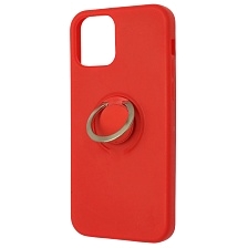 Чехол накладка RING для APPLE iPhone 12 (6.1"), iPhone 12 Pro (6.1"), силикон, кольцо держатель, цвет красный
