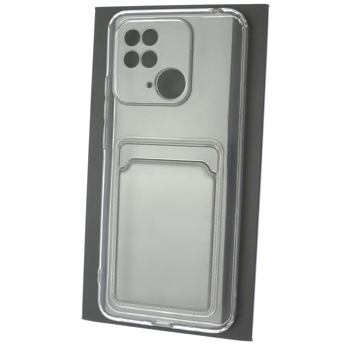 Чехол накладка CARD CASE для XIAOMI Redmi 10C, XIAOMI POCO C40, силикон, отдел для карт, цвет прозрачный
