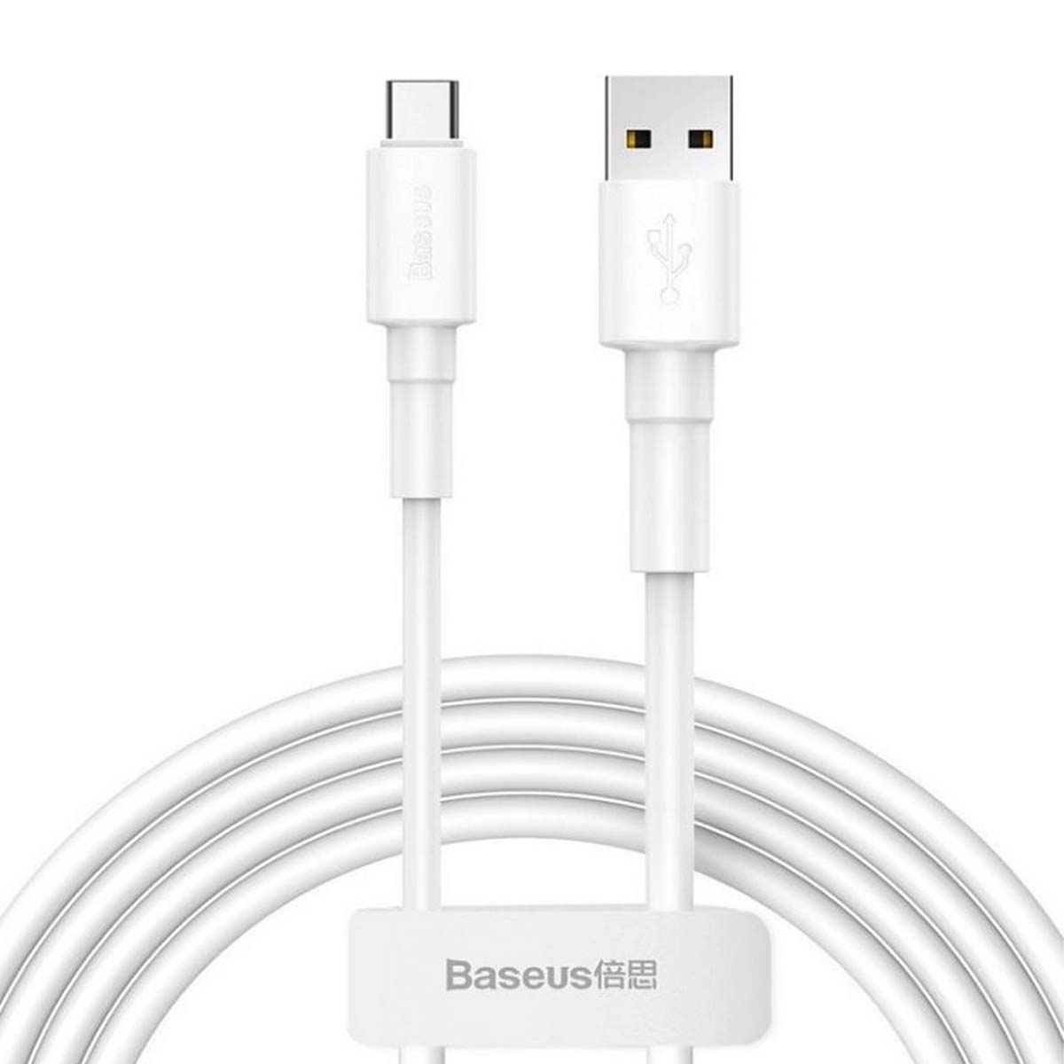 Кабель Baseus Mini White USB Type C, 3A, длина 1 метр, цвет белый