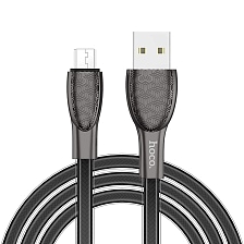 HOCO U52 Bright кабель для зарядки и передачи данных 2.4А USB на Micro-USB 1.2м длина коннекторы из цинкового сплава и PVC оплетка, цвет черный.