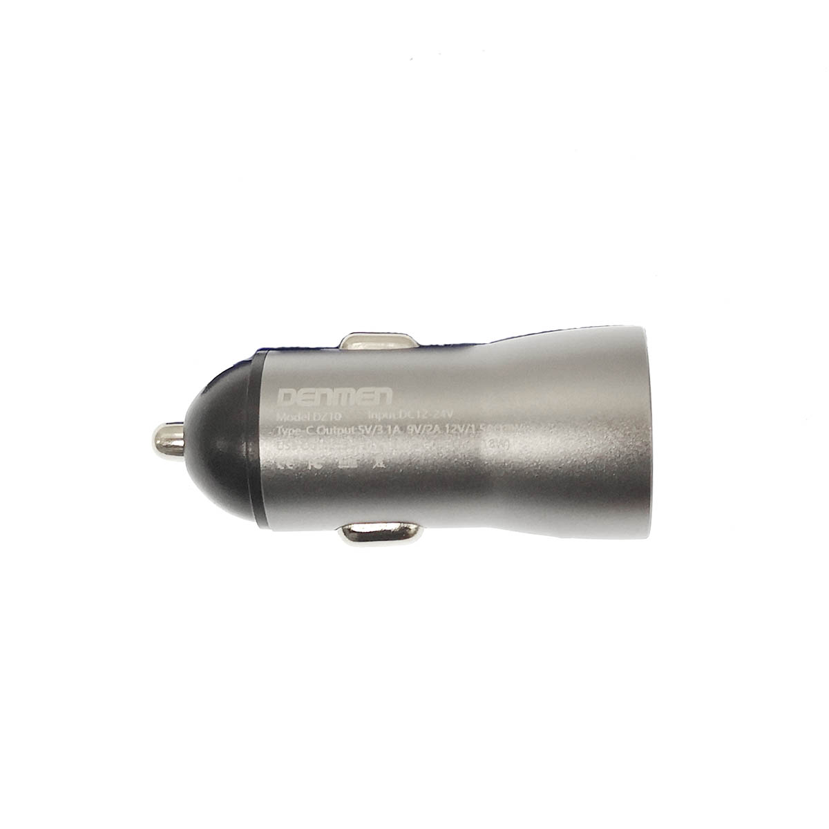 АЗУ (Автомобильное зарядное устройство) DENMEN DZ10, 18W, QC3.0, 1 USB, 1 USB Type C, цвет серебристый