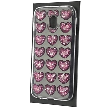 Чехол накладка для SAMSUNG Galaxy J3 2017 (SM-J330), силикон, рисунок 3D сердечки 5.