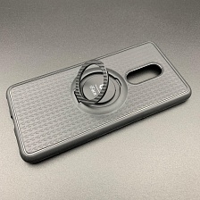 Чехол накладка iFace для XIAOMI Redmi 5, силикон, металл, кольцо держатель, цвет черный | РЕТРО