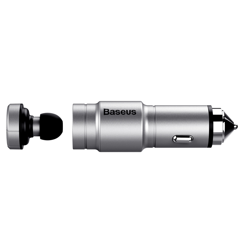 Беспроводная Bluetooth гарнитура Baseus со встроенной АЗУ, с выходом USB 2.4A, цвет серебристый | ВСЁ ПО 300 Беспроводная Bluetooth гарнитура Baseus со встроенной АЗУ, с выходом USB 2.4A, цвет серебристый | ВСЁ ПО 300