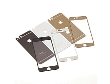 Защитное стекло для Apple iPhone 6 & 6S на всю поверхность окантовка золото.