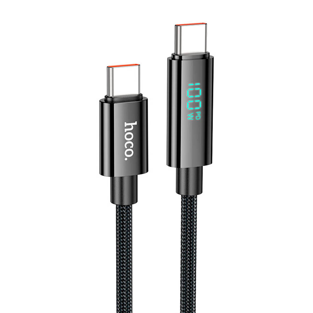 Кабель HOCO U125 Benefit USB Type C на USB Type C, 100W, LED дисплей, длина 1.2 метра, цвет черный