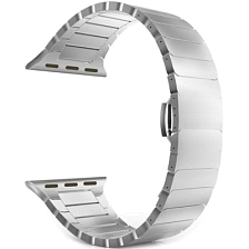 Ремешок для Apple Watch блочный нержавеющая сталь, 38/40 mm, со скрытым замком застежки, цвет серебристый.