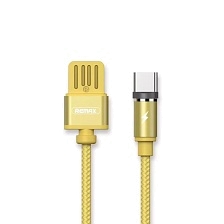 Кабель USB - MicroUSB Remax RC-095m (магнитный, оплетка ткань), цвет золотистый | Последняя цена