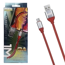Кабель Micro USB MRM R35, силикон, 3А, длина 1 метр, цвет красный