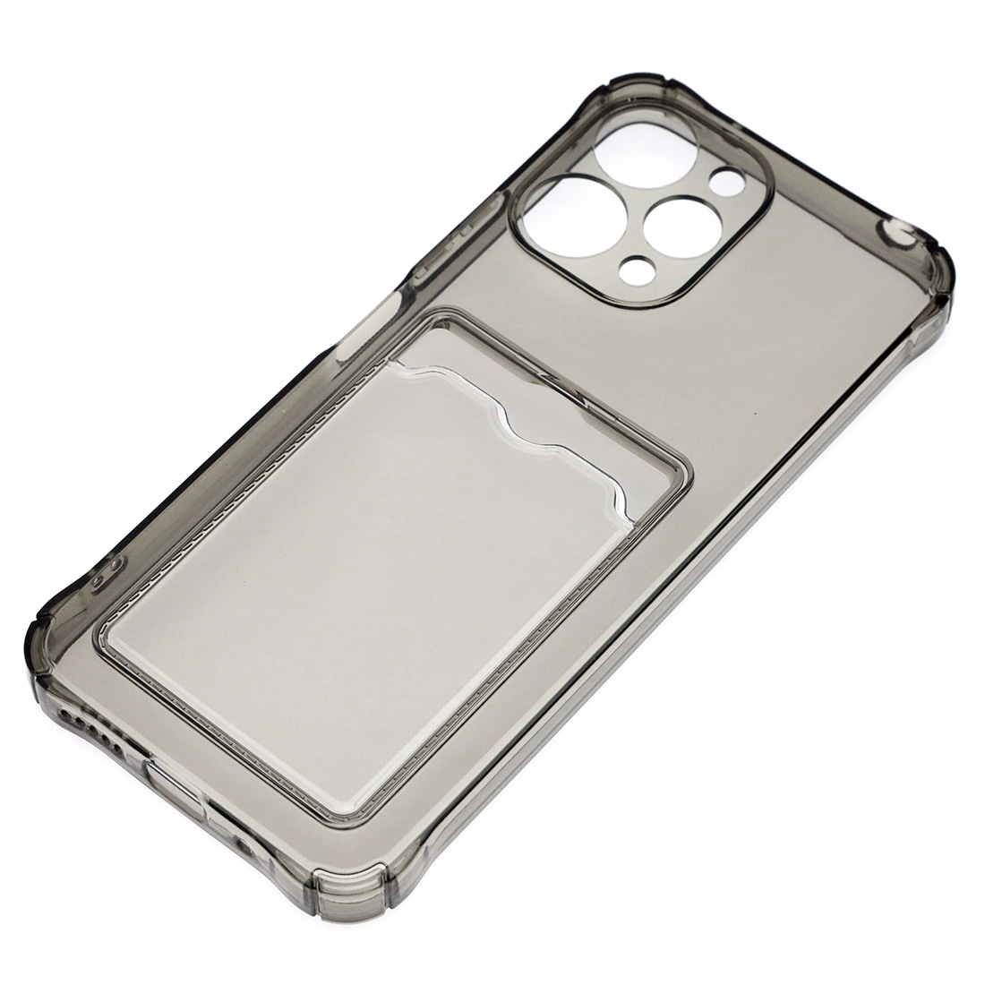 Чехол накладка CARD CASE для XIAOMI Redmi 12 4G, силикон, защита камеры, отдел для карт, цвет прозрачно черный Чехол накладка CARD CASE для XIAOMI Redmi 12 4G, силикон, защита камеры, отдел для карт, цвет прозрачно черный
