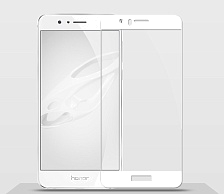 Защитное стекло "5D" GLASS FULL GLUE для HUAWEI Honor 8C, цвет канта белый.