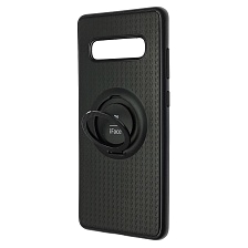 Чехол накладка iFace для SAMSUNG Galaxy S10 Plus (SM-G975), силикон, кольцо держатель, цвет черный.