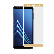 Защитное стекло "5D" GLASS FULL GLUE для SAMSUNG Galaxy A7 2018 (SM-A750), цвет канта золото.