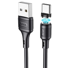 Магнитный зарядный кабель HOCO X52 Sereno USB Type C, 3A, длина 1 метр, цвет черный