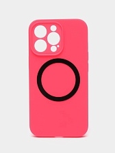 Чехол накладка Silicone Case для APPLE iPhone 13 Pro Max, с поддержкой MagSafe, защита камеры, силикон, бархат, цвет пурпурный