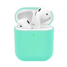 Чехол Silicon Case Slim для беспроводных наушников APPLE AirPods 1, AirPods 2, силикон, цвет бирюзовый.