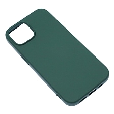Чехол накладка NANO для APPLE iPhone 15 (6.1), силикон, бархат, цвет темно зеленый