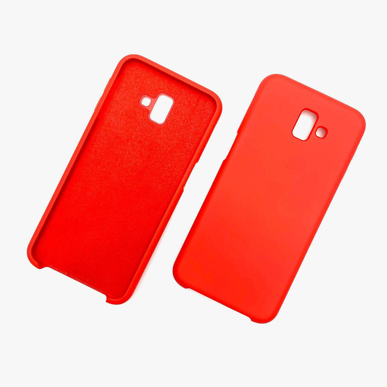 Чехол накладка Silicon Cover для SAMSUNG Galaxy J6 Plus (SM-J610), J6 Prime, силикон, бархат, цвет красный.