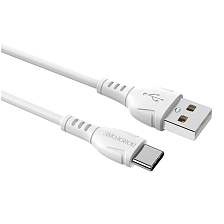 Кабель BOROFONE BX51 USB Type C, 3A, длина 1 метр, силикон, цвет белый Кабель BOROFONE BX51 USB Type C, 3A, длина 1 метр, силикон, цвет белый