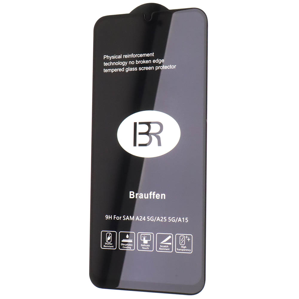 Защитное стекло BRAUFFEN для SAMSUNG Galaxy A15, цвет окантовки черный