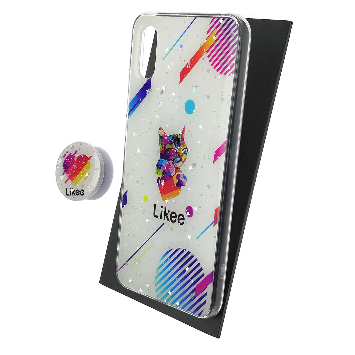 Чехол накладка для XIAOMI Redmi 9A, силикон, фактурный глянец, с поп сокетом, рисунок Likee