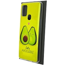 Чехол накладка Vinil для SAMSUNG Galaxy A21s (SM-A217), силикон, рисунок Avocuddle lets, цвет желтый