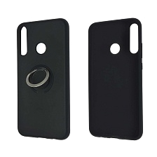 Чехол накладка RING для HUAWEI Honor 9C, P40 Lite E, Y7P, силикон, кольцо держатель, цвет черный.