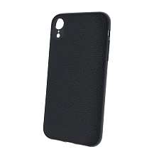 Чехол накладка для APPLE iPhone XR, силикон, под кожу, цвет черный