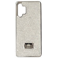 Чехол накладка Queen для SAMSUNG Galaxy A32 4G (SM-A325F), силикон, стразы, цвет бело серебристый Чехол накладка Queen для SAMSUNG Galaxy A32 4G (SM-A325F), силикон, стразы, цвет бело серебристый