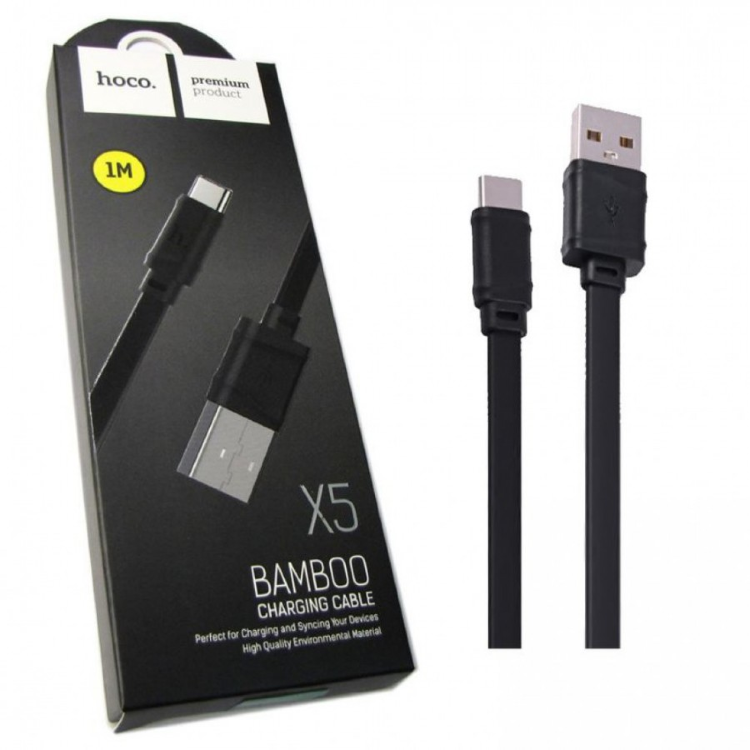 Кабель USB Type C, HOCO X5 Bamboo, цвет черный
