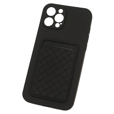 Чехол накладка CARD CASE для APPLE iPhone 12 Pro MAX (6.7"), силикон, отдел для карт, цвет черный