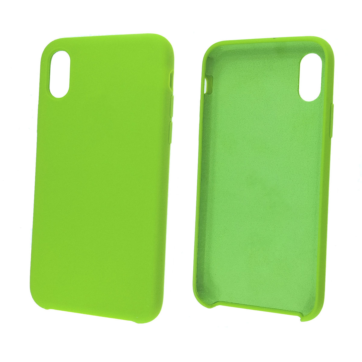 Чехол накладка Silicon Case для APPLE iPhone XS, силикон, бархат, цвет светло зеленый.
