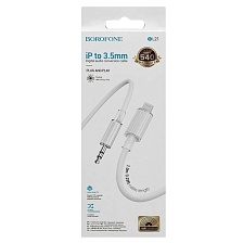 Аудио кабель, переходник BOROFONE BL21 Lightning 8 pin на AUX (Jack 3.5 мм), длина 1 метр, цвет белый