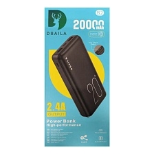 Внешний портативный аккумулятор, Power Bank DSAILA B2, 20000 mAh, цвет черный