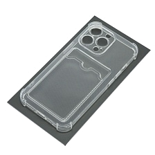 Чехол накладка для APPLE iPhone 13 Pro (6.1), силикон, отдел для карт, цвет прозрачный