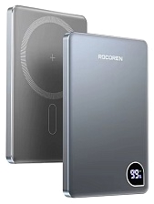 Внешний портативный аккумулятор, Power Bank ROCOREN RCBP1W-BYA0G, Magsafe, 10000 mAh, цвет космически серый