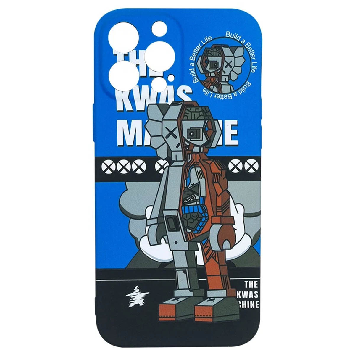 Чехол накладка LUXO для APPLE iPhone 12 Pro Max, светящийся, силикон, рисунок Серо красный робот KAWS