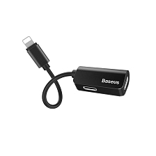 Разветвитель Baseus Lightning - 2 x Lightning (L37), 0.12 м, 1 шт., цвет черный