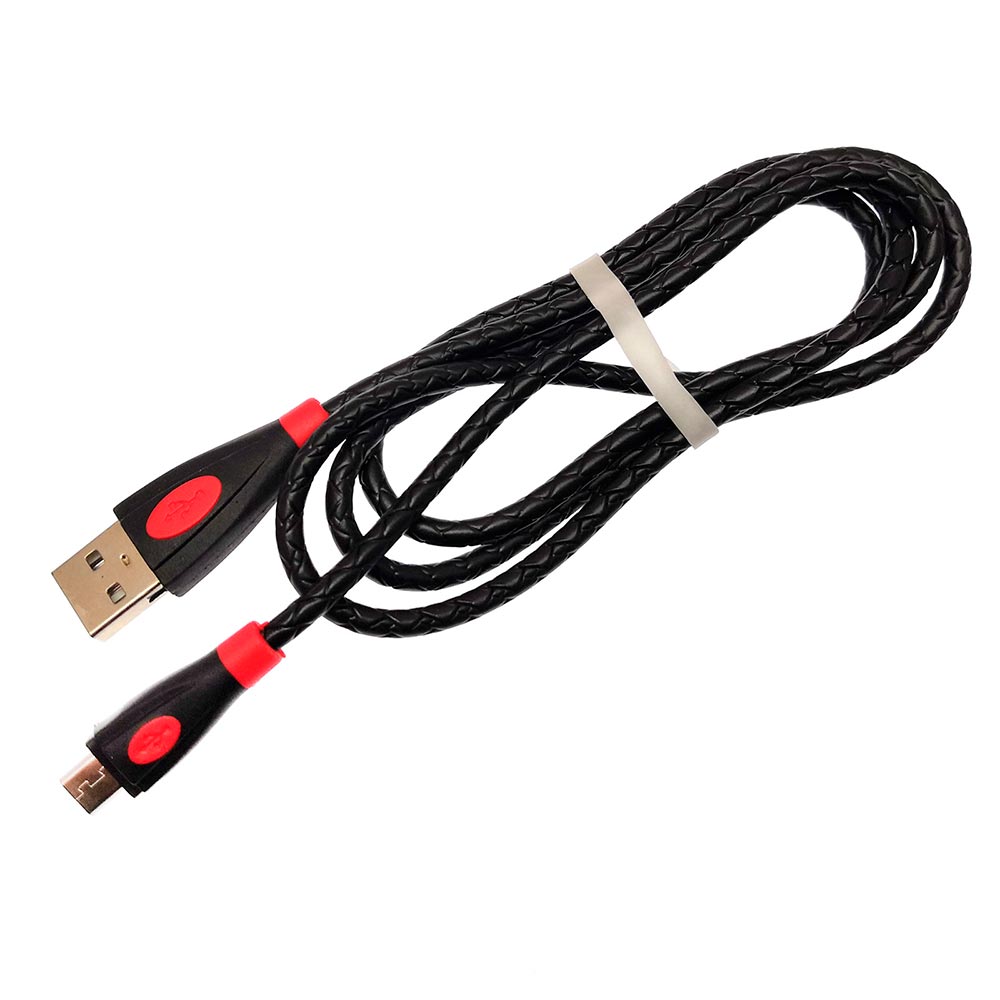 USB Дата кабель Micro USB, силиконовый, текстурированная оплетка, длина 1 метр, цвет черный | Последняя цена