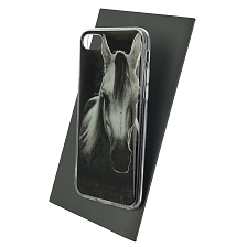 Чехол накладка для APPLE iPhone 7, iPhone 8, iPhone SE 2020, силикон, глянцевый, рисунок Серый конь